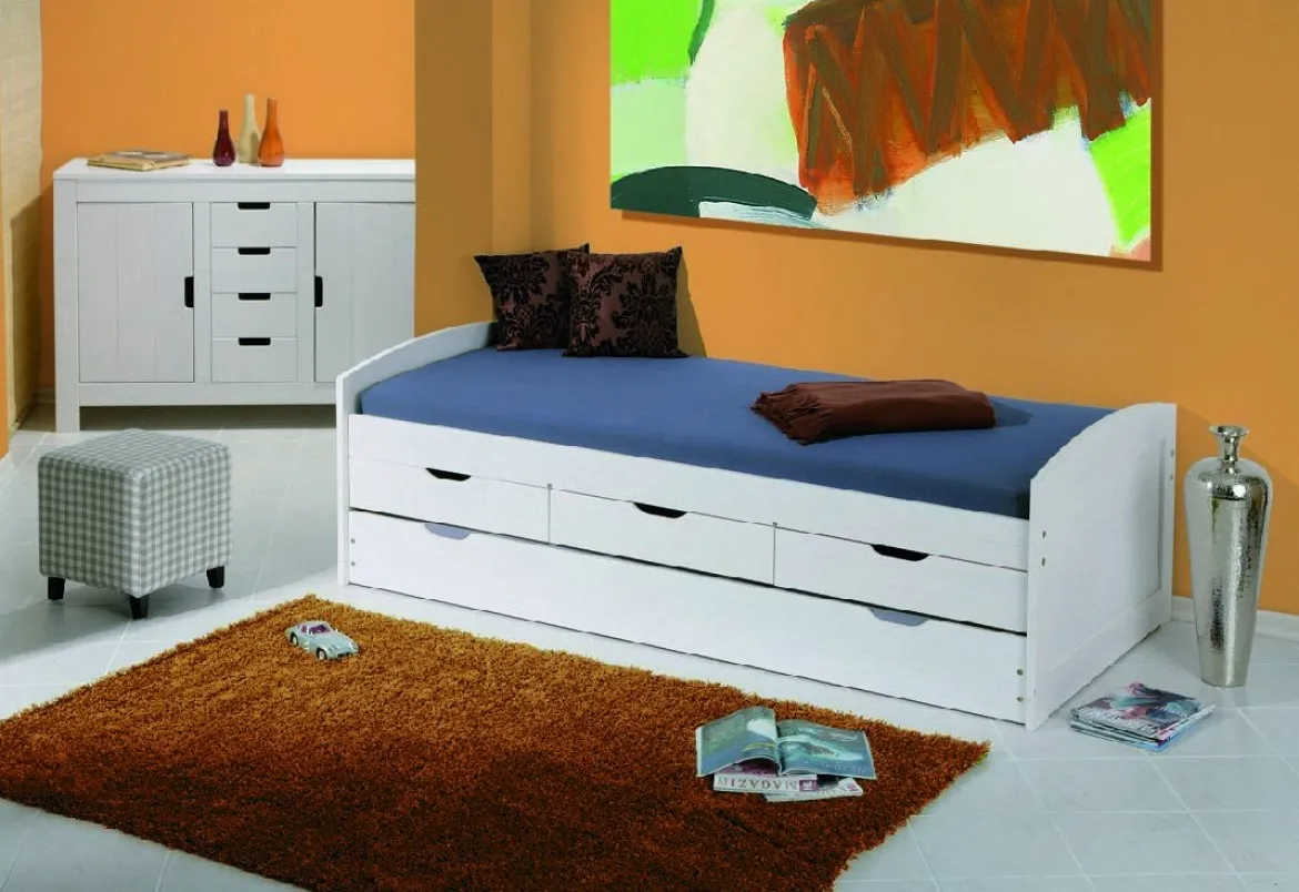 Letto Singolo Bianco Contenitore Dimensione Materasso 90x190 cm, Singolo - Spoltore