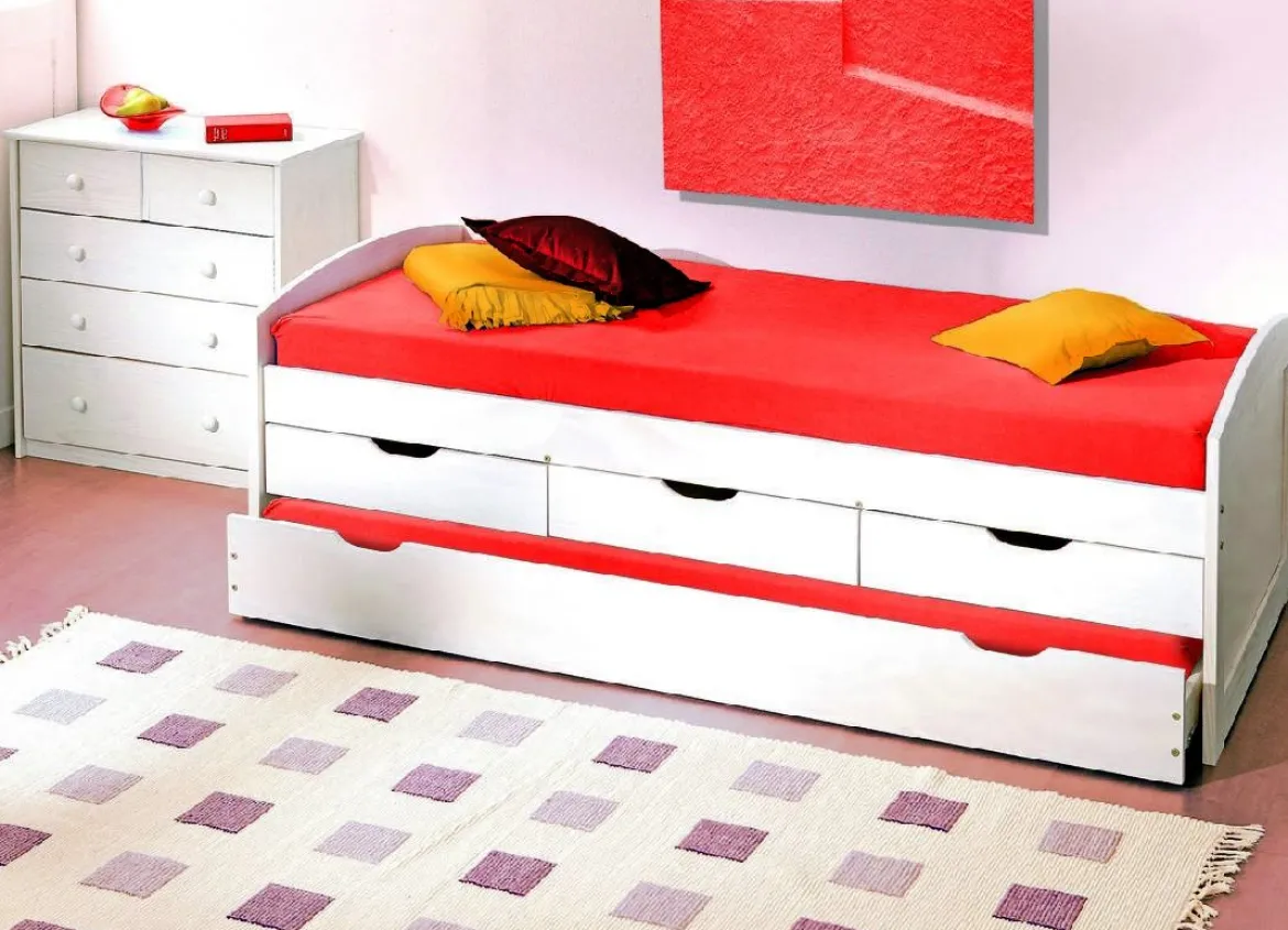 Letto Singolo Bianco Contenitore Dimensione Materasso 90x190 cm, Singolo - Spoltore