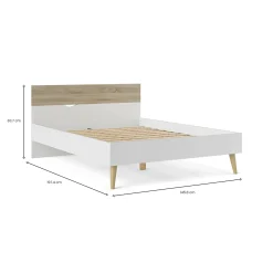 Letto singolo bianco e quercia 145x197cm rete inclusa - Avio