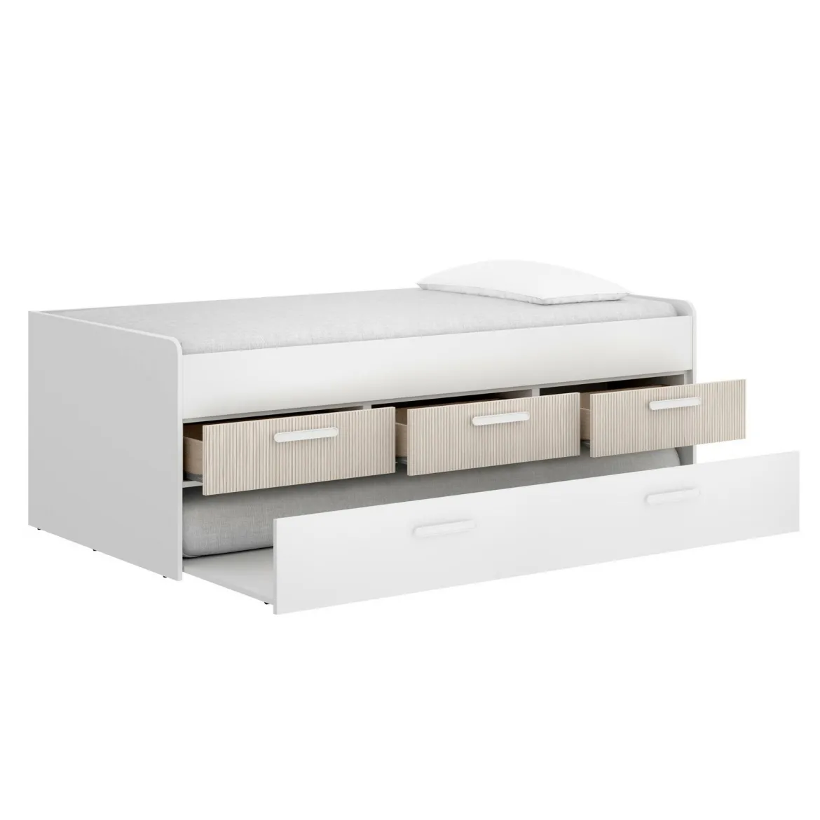 Letto singolo bianco e rovere 95x194cm - Aftro