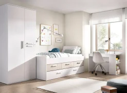 Letto singolo bianco e rovere 95x194cm - Aftro