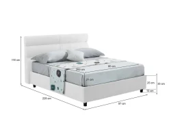 Letto Singolo Bianco Materasso Incluso Sfoderabile, Contenitore Made in Italy - Adalpina