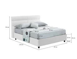 Letto Singolo Bianco Materasso Incluso Sfoderabile, Contenitore Made in Italy - Brozolo