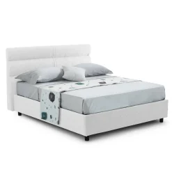 Letto Singolo Bianco Sfoderabile Contenitore, Dimensione Materasso 80x190 cm Made in Italy - Brez