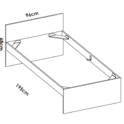 Letto singolo bianco 194x95cm adatto per materasso 90x190 cm - Haikui