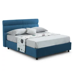Letto Singolo blu Materasso Incluso Sfoderabile, Contenitore Made in Italy - Adalpina