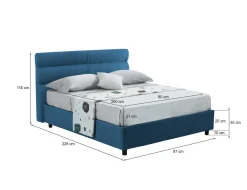 Letto Singolo blu Materasso Incluso Sfoderabile, Contenitore Made in Italy - Adalpina