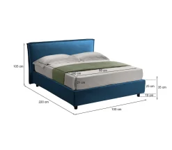 Letto Singolo blu Materasso Incluso Sfoderabile, Contenitore Made in Italy - Brendola