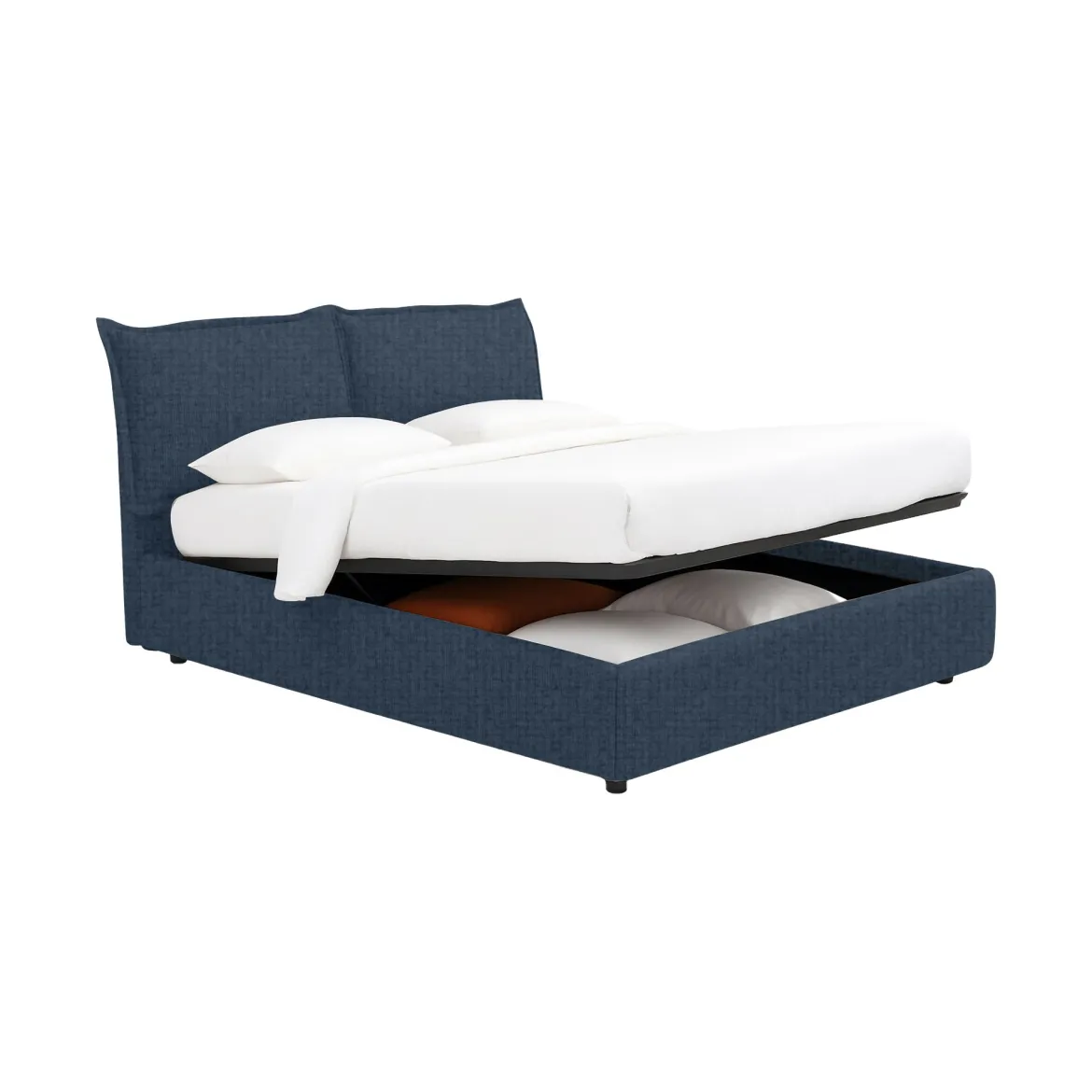 Letto Singolo blu Sfoderabile Contenitore, Dimensione Materasso 90x200 cm - Maccagno