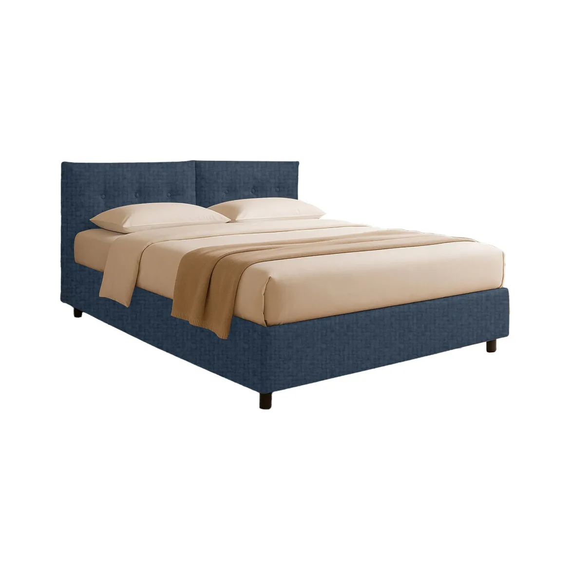 Letto Singolo blu Sfoderabile Contenitore, Dimensione Materasso 90x200 cm - Oncino