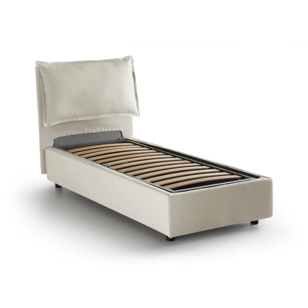 Letto singolo con contenitore beige 95x205cm in legno - Alto