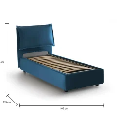 Letto singolo con contenitore blu 95x205cm - Aquolina