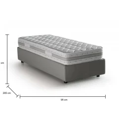 Letto singolo con contenitore tortora 95x205 - Albiate
