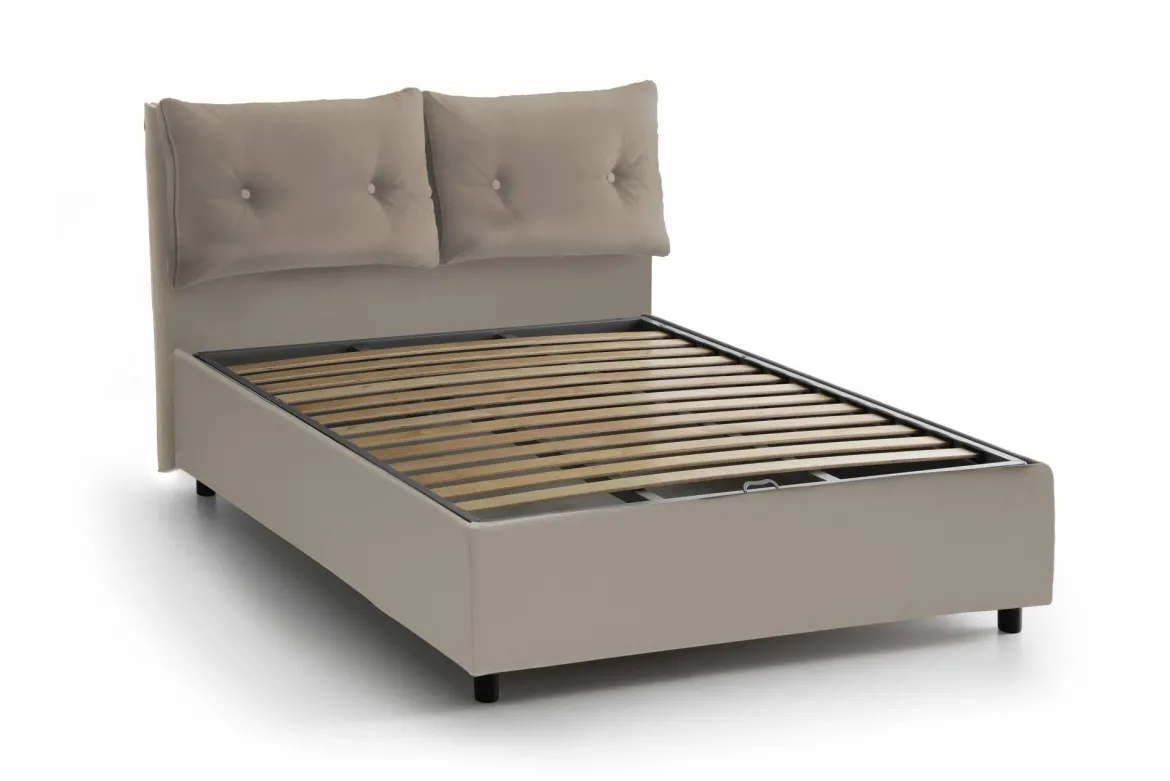 Letto singolo con contenitore tortora 95x205 - Albiate