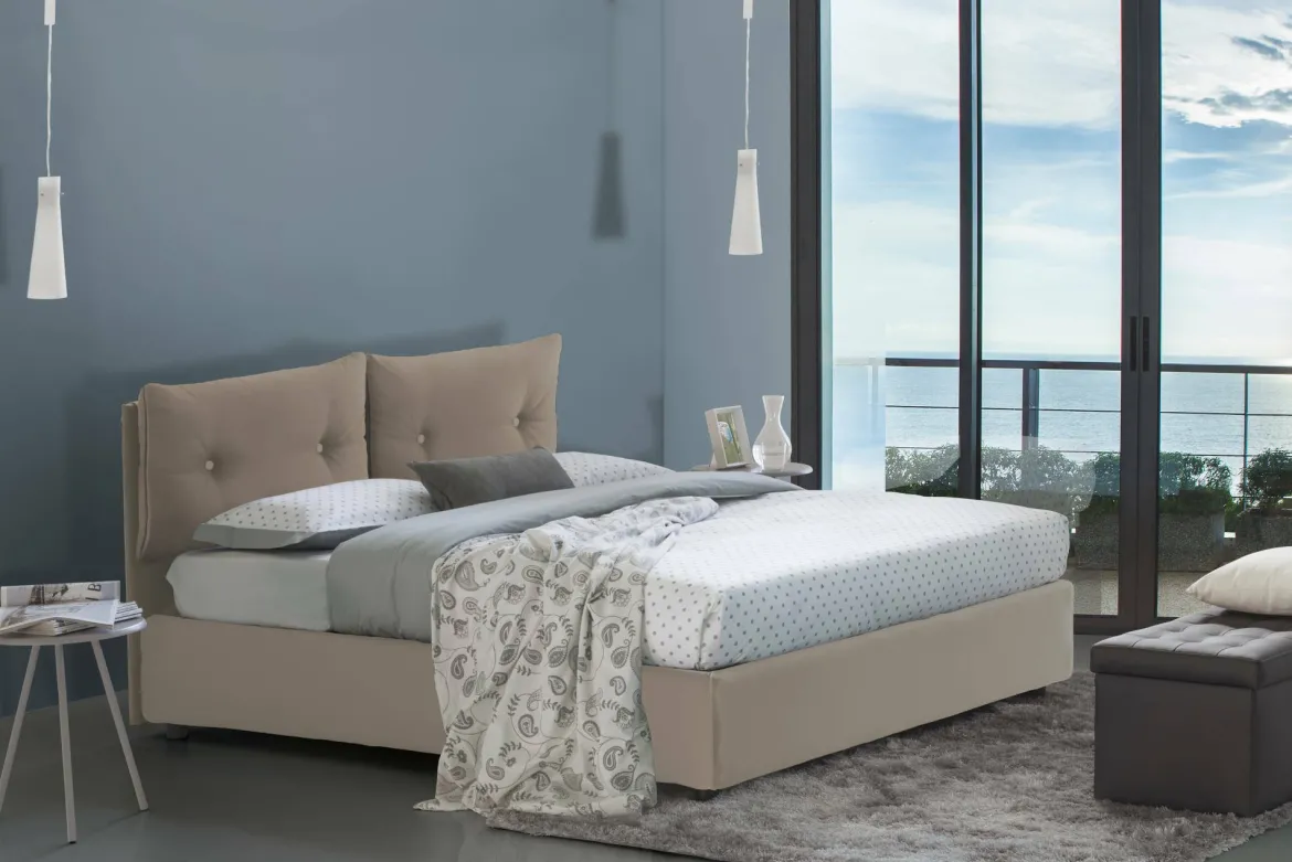 Letto singolo con contenitore tortora 95x205cm comodo - Anzi