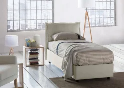 Letto singolo contenitore beige 105x205cm in legno - Aigor