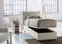 Letto singolo contenitore beige 105x205cm in legno - Aigor