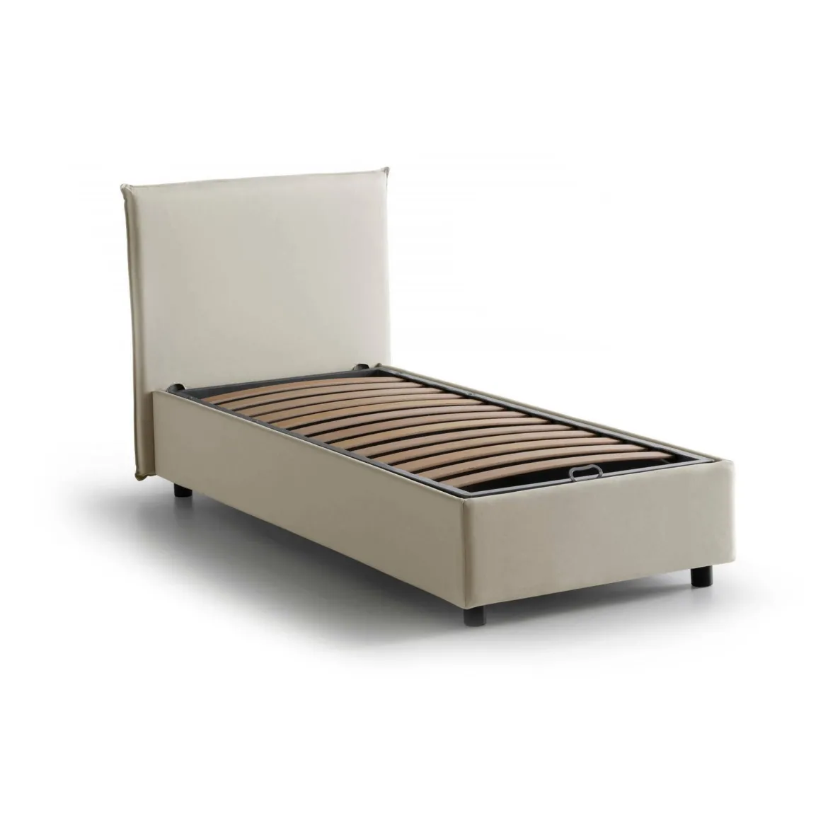 Letto singolo contenitore beige 95x205cm rete inclusa - Acuila