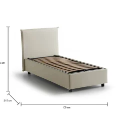 Letto singolo contenitore beige 95x205cm rete inclusa - Acuila