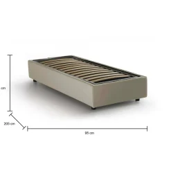 Letto singolo contenitore beige 95x205cm sfoderabile - Aquolina