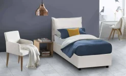 Letto singolo contenitore bianco 105x205cm imbottito - Amandola