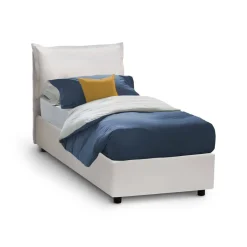 Letto singolo contenitore bianco 105x205cm imbottito - Amandola