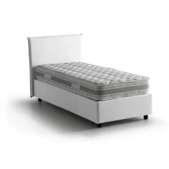 Letto singolo contenitore bianco 105x205cm rivestimento in tessuto - Arminius