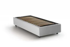 Letto singolo contenitore bianco 105x215cm rivestimento in ecopelle - Anitza