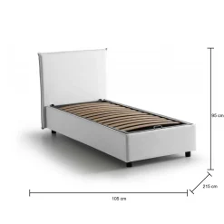 Letto singolo contenitore bianco 180x210cm rete inclusa - Adet