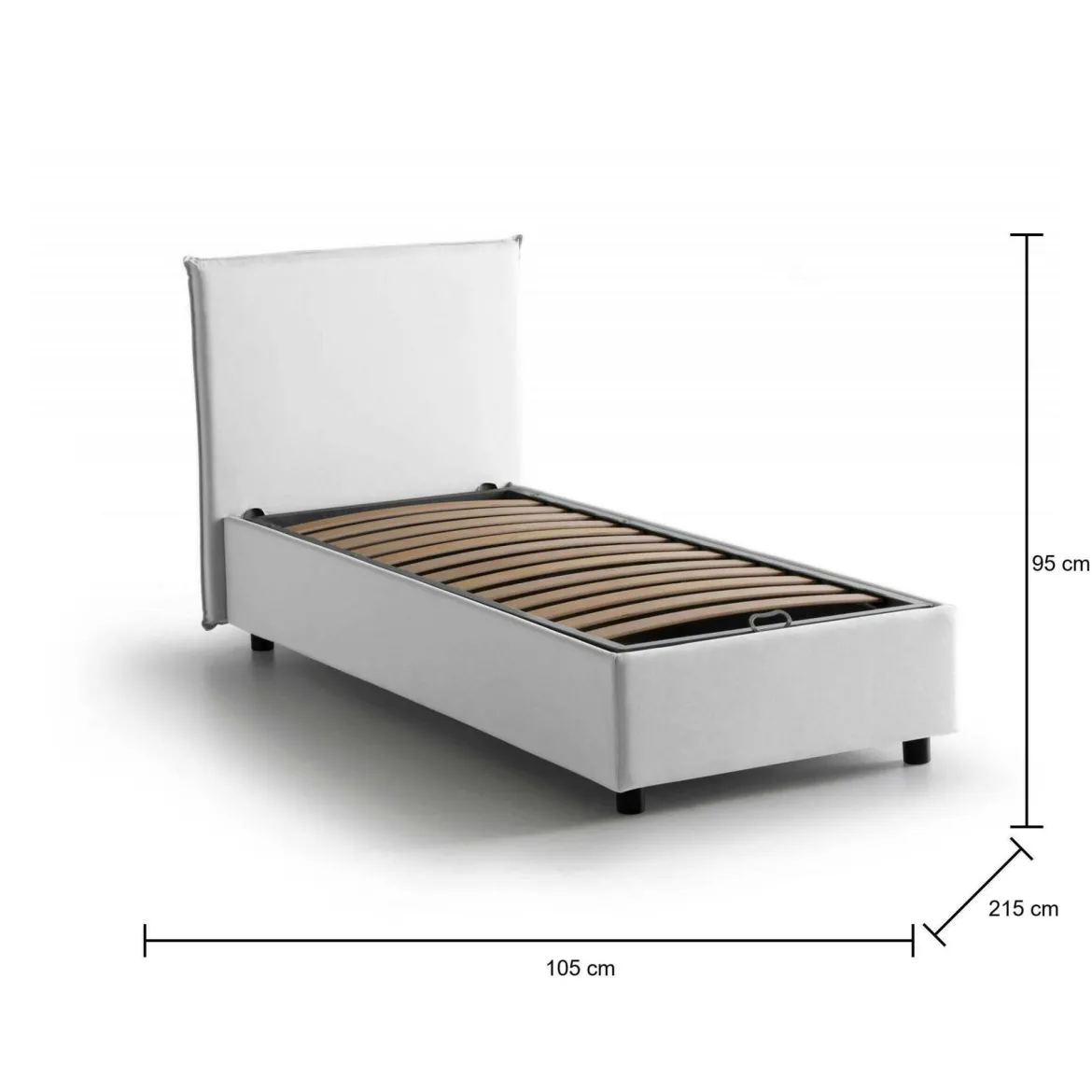 Letto singolo contenitore bianco 180x210cm rete inclusa - Adet