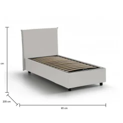 Letto singolo contenitore bianco 95x205cm comodo - Arcisate