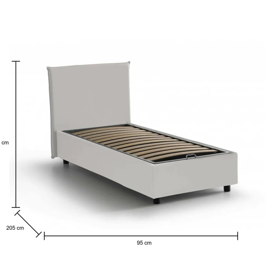 Letto singolo contenitore bianco 95x205cm comodo - Arcisate