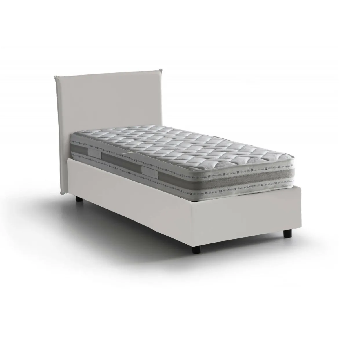 Letto singolo contenitore bianco 95x205cm elegante - Anzi