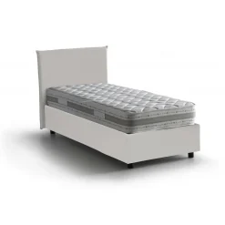 Letto singolo contenitore bianco 95x205cm rivestito in ecopelle - Tashkent