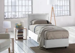 Letto singolo contenitore bianco 95x205cm sfoderabile - Aphrodite