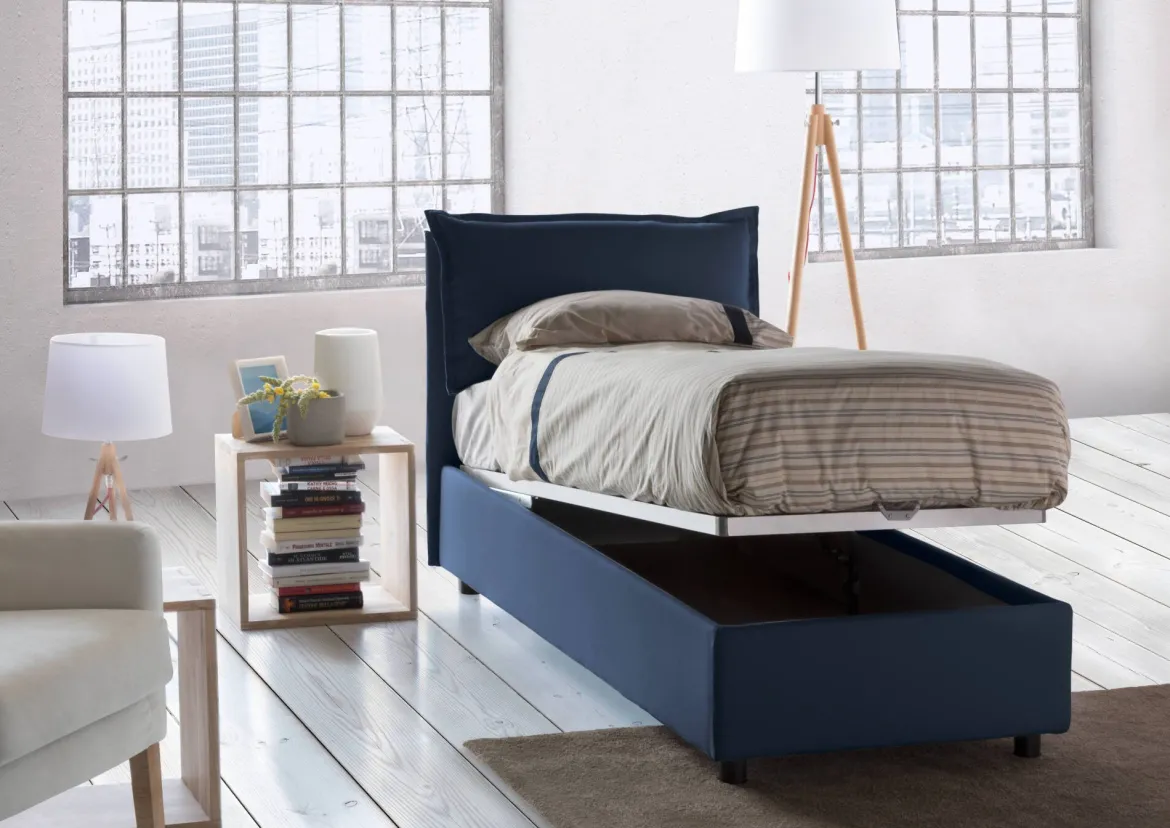 Letto singolo contenitore blu 105x205cm sfoderabile - Animal
