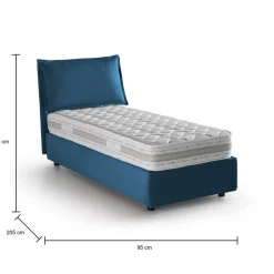 Letto singolo contenitore blu 95x205cm rivestito in tessuto - Adoxa