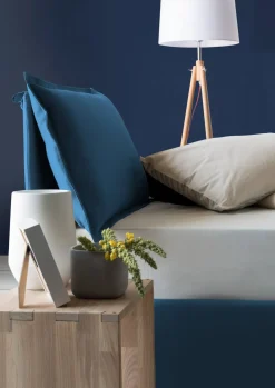Letto singolo contenitore blu 95x205cm rivestito in tessuto - Adoxa