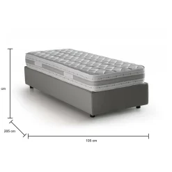 Letto singolo contenitore grigio 105x205cm imbottito - Addison