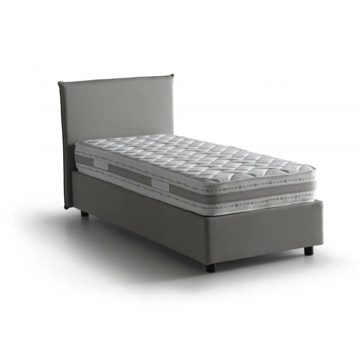 Letto singolo contenitore grigio 105x205cm rete in legno - Aigor