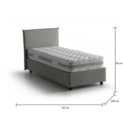 Letto singolo contenitore grigio 105x205cm rete in legno - Aigor