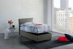 Letto singolo contenitore grigio 105x205cm rete in legno - Aigor