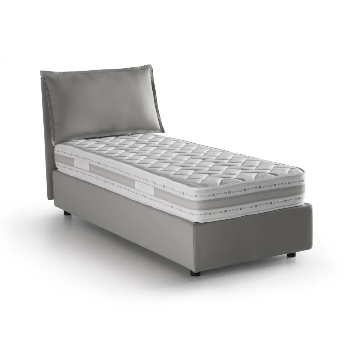 Letto singolo contenitore grigio 105x215cm in legno - Arzon