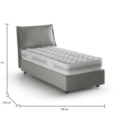 Letto singolo contenitore grigio 105x215cm in legno - Arzon