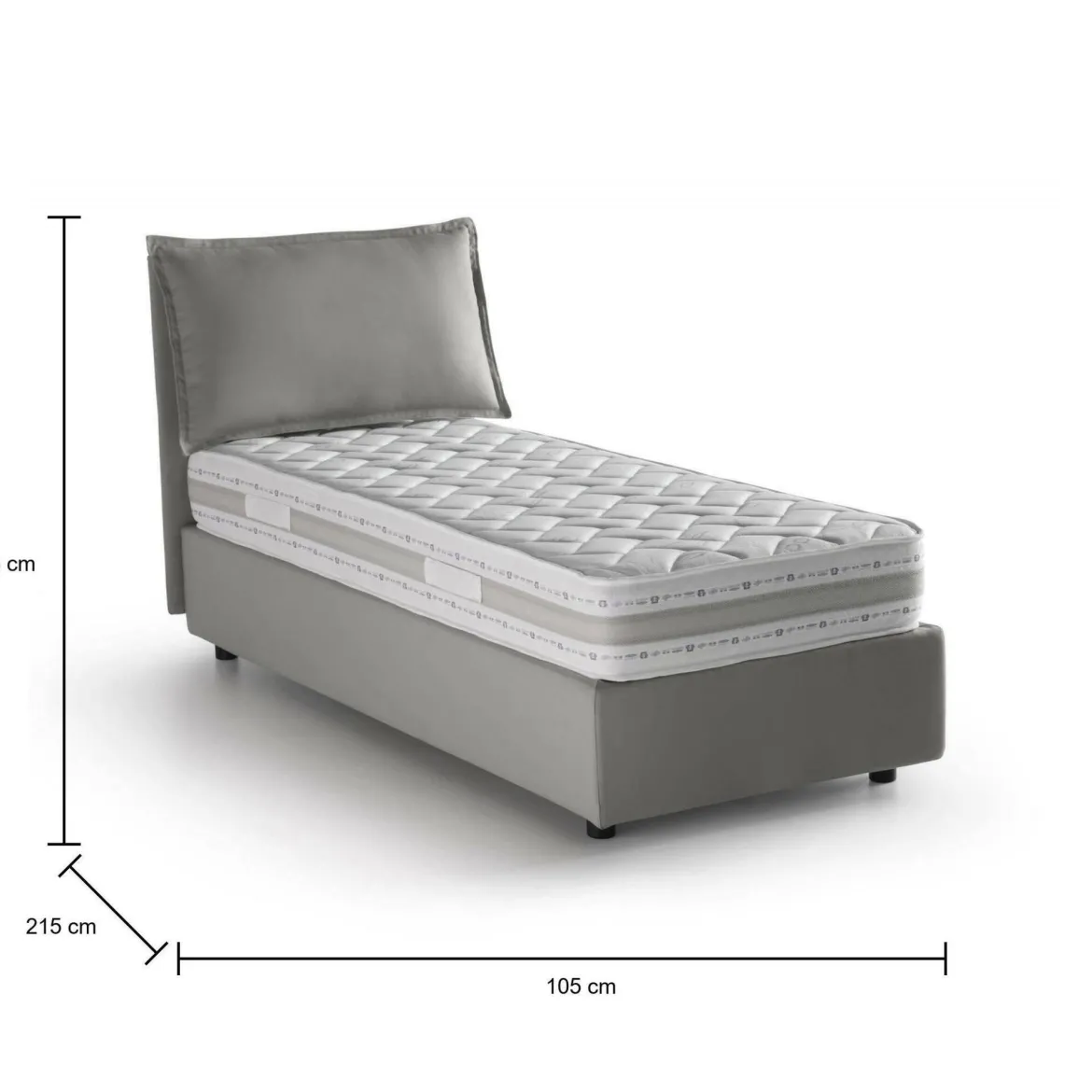 Letto singolo contenitore grigio 105x215cm in legno - Arzon