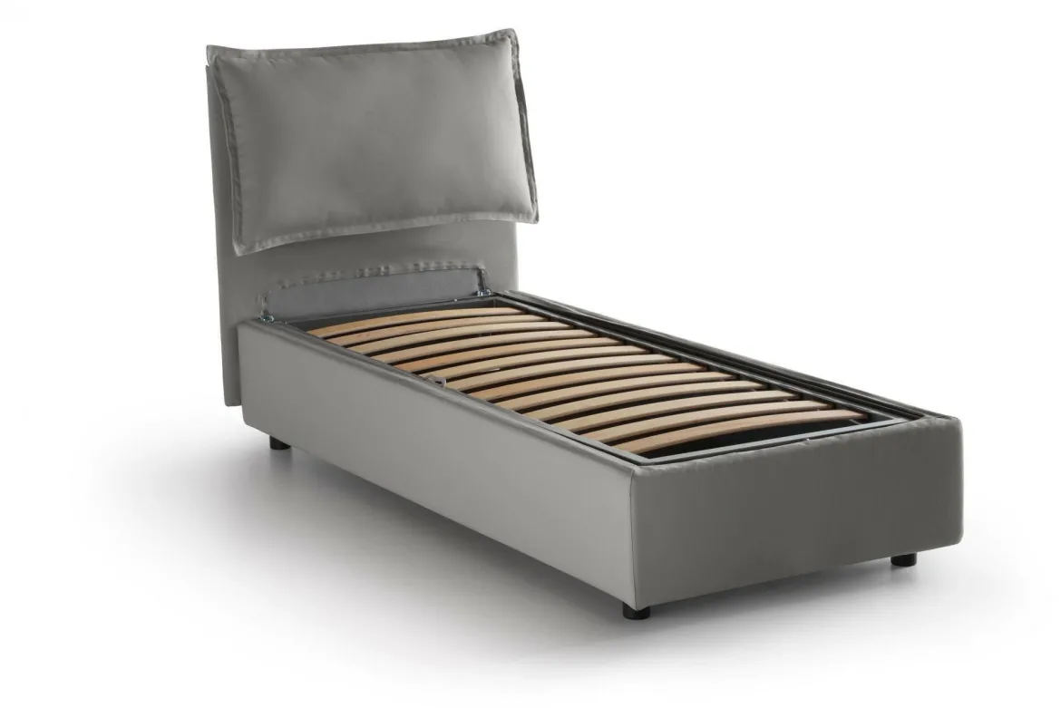Letto singolo contenitore grigio 105x215cm in legno - Arzon