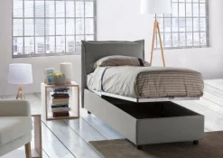 Letto singolo contenitore grigio 105x215cm in legno - Arzon