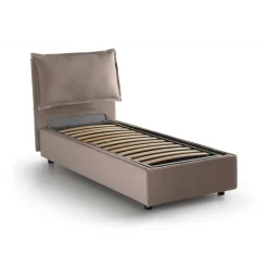 Letto singolo contenitore tortora 105x205cm sfoderabile - Ajan