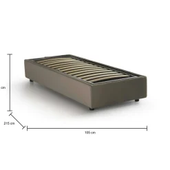 Letto singolo contenitore tortora 105x215cm rivestimento in tessuto - Aribal