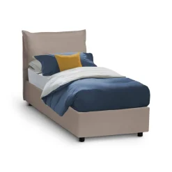 Letto singolo contenitore tortora 180x220cm rete inclusa - Adet